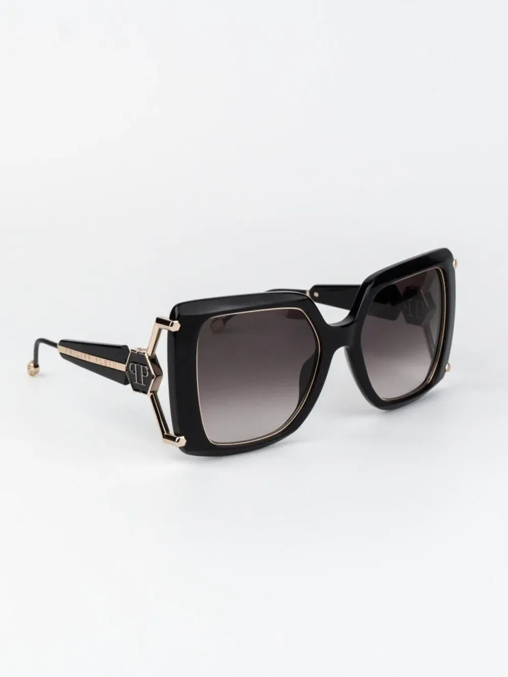 Philipp Plein Women Sunglasses Black Pink Gradient Square SPP121S 0700
